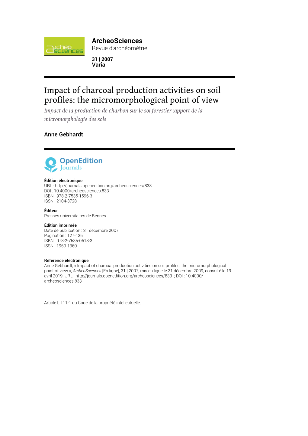 Impact of Charcoal Production Activities On