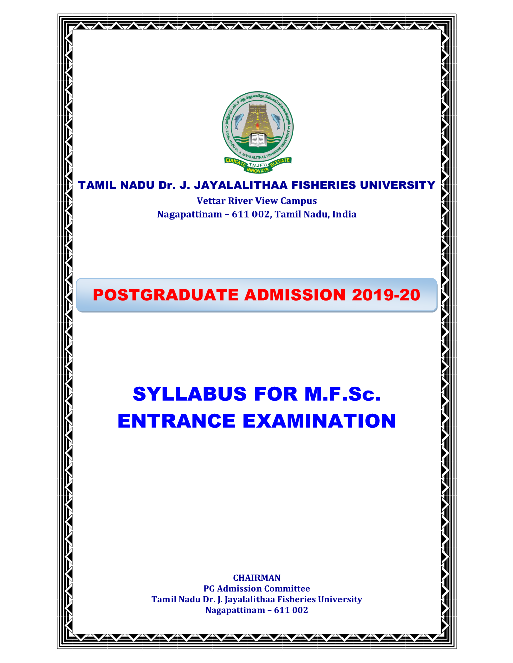 SYLLABUS for M.F.Sc. ENTRANCE EXAMINATION