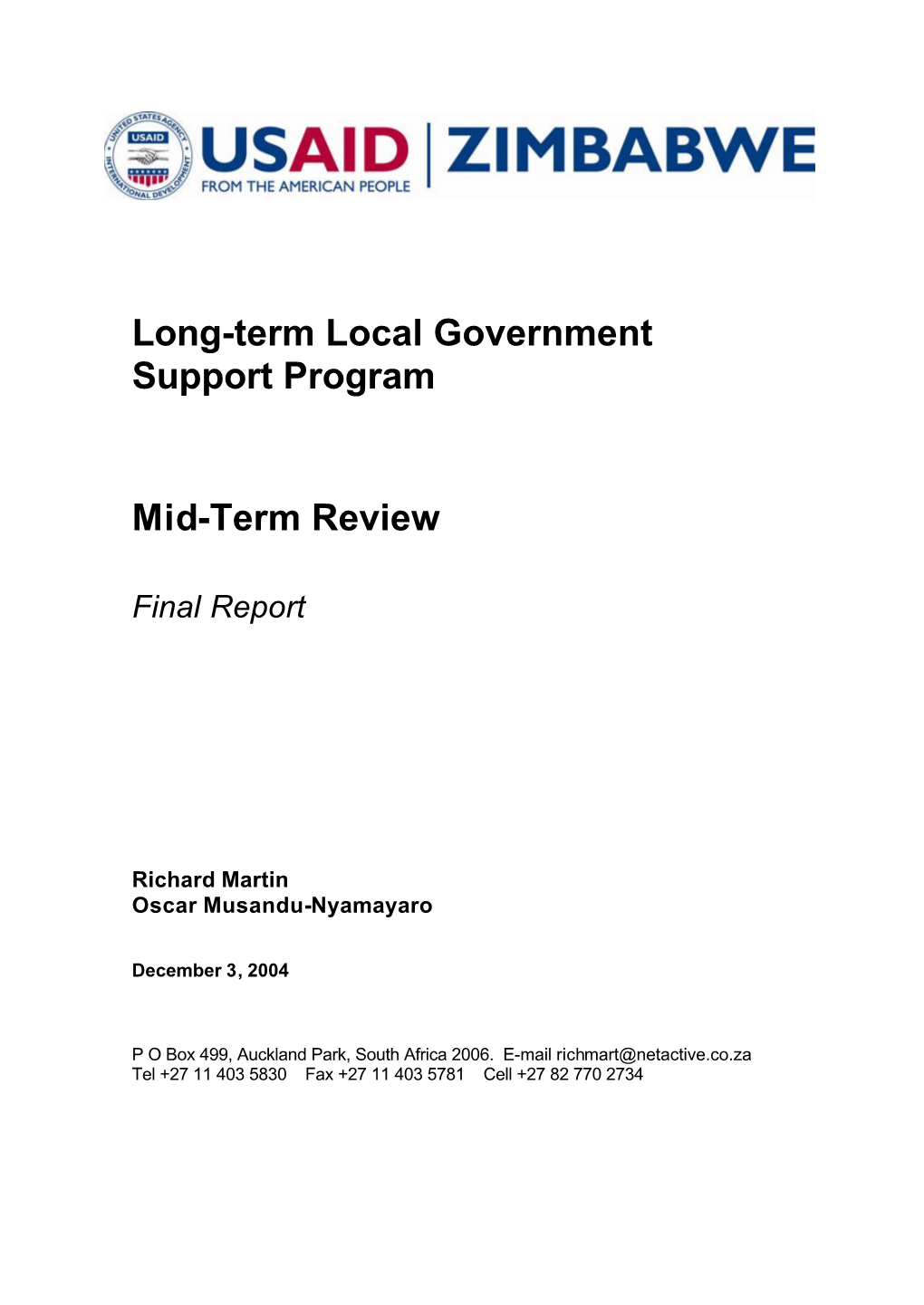 Long-Term Local Government Support Program Mid-Term