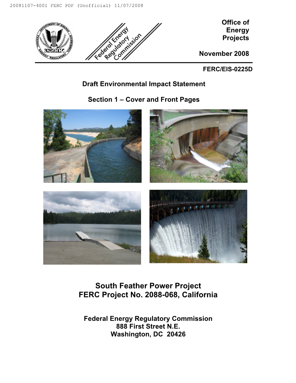 South Feather Power Project FERC Project No. 2088-068, California