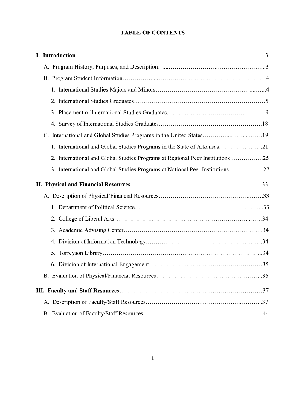 International Studies Program Self-Study Report