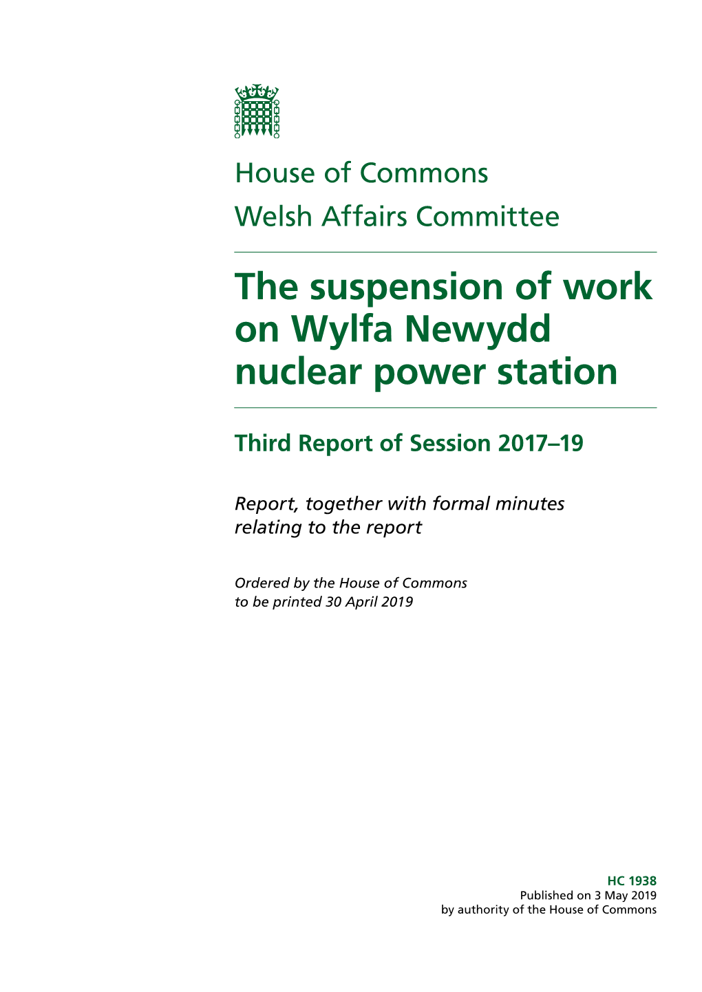 The Suspension of Work on Wylfa Newydd Nuclear Power Station