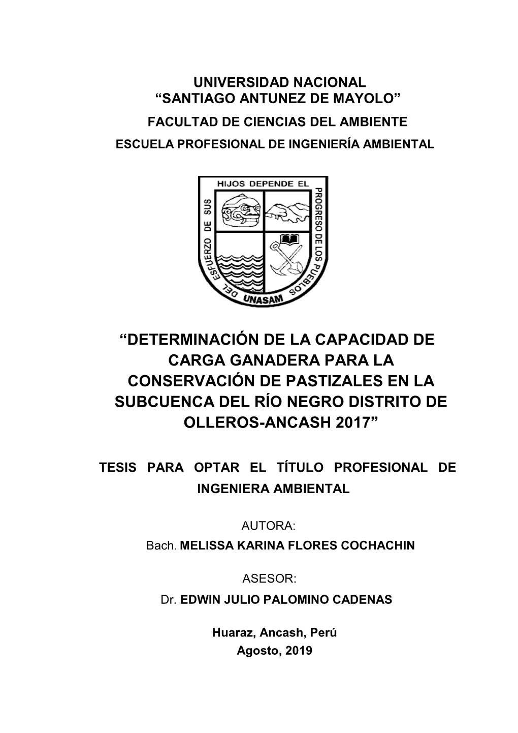 “Determinación De La Capacidad De Carga Ganadera Para La Conservación De Pastizales En La Subcuenca Del Río Negro Distrito De Olleros-Ancash 2017”