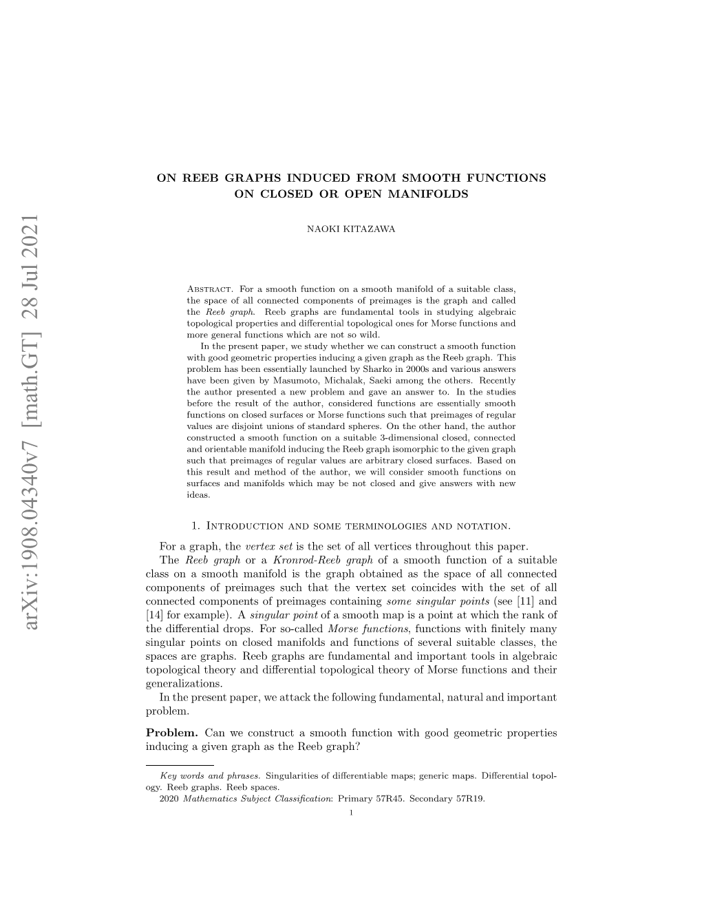 Arxiv:1908.04340V6 [Math.GT] 8 Feb 2021