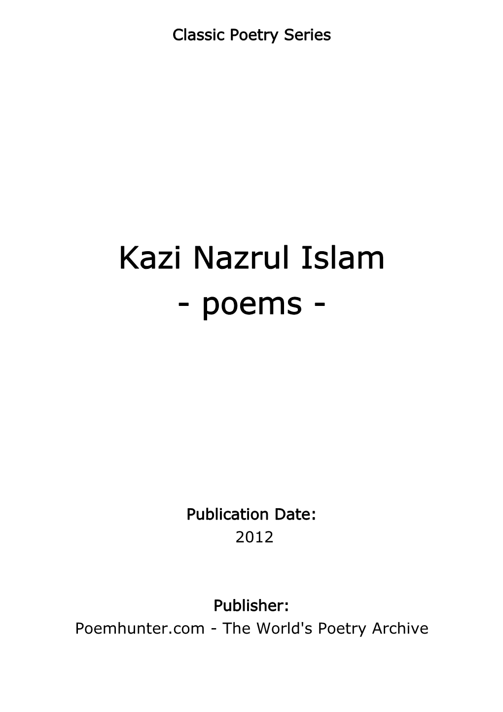 Kazi Nazrul Islam - Poems