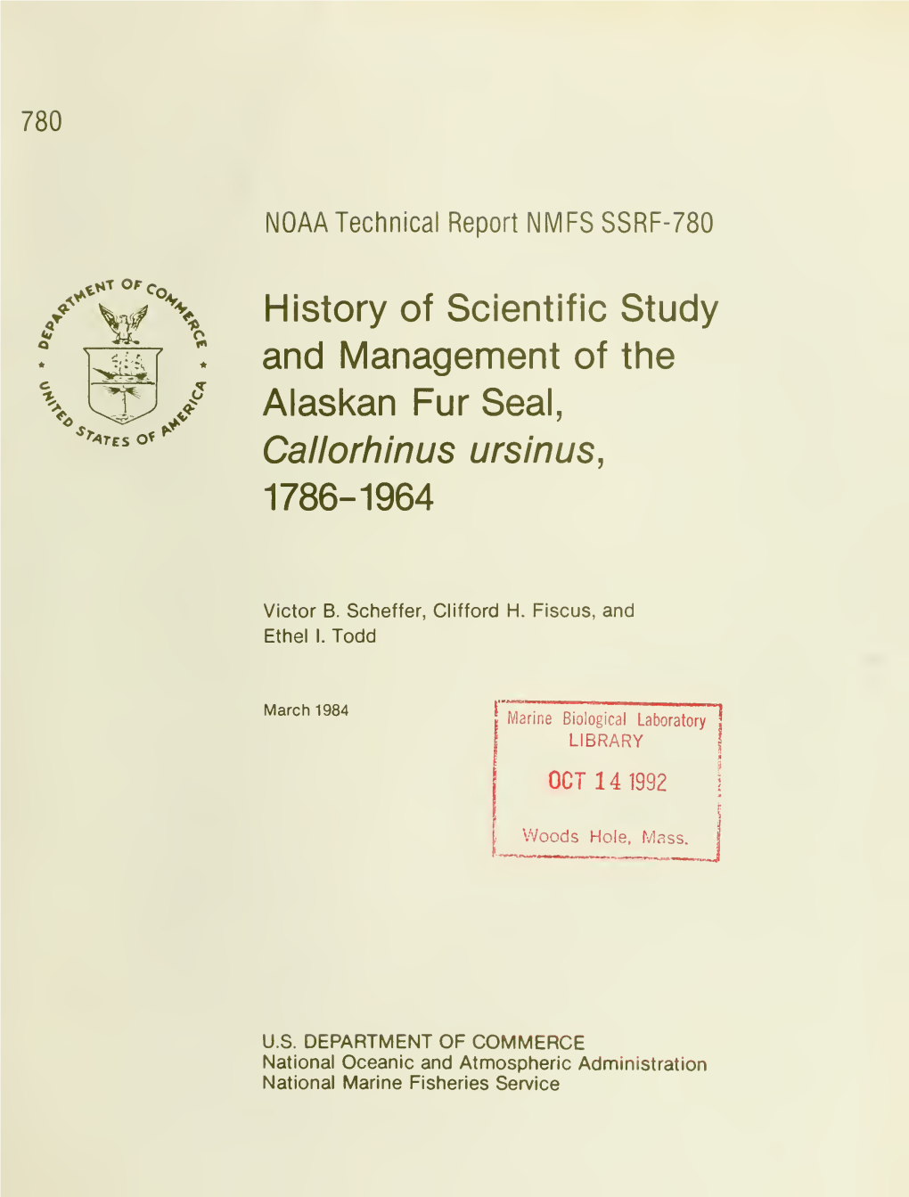 NOAA Technical Report NMFS SSRF-780