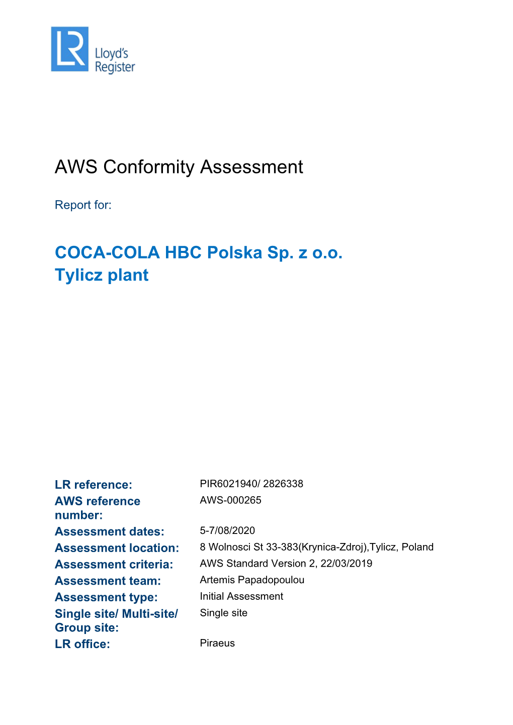 AWS Conformity Assessment