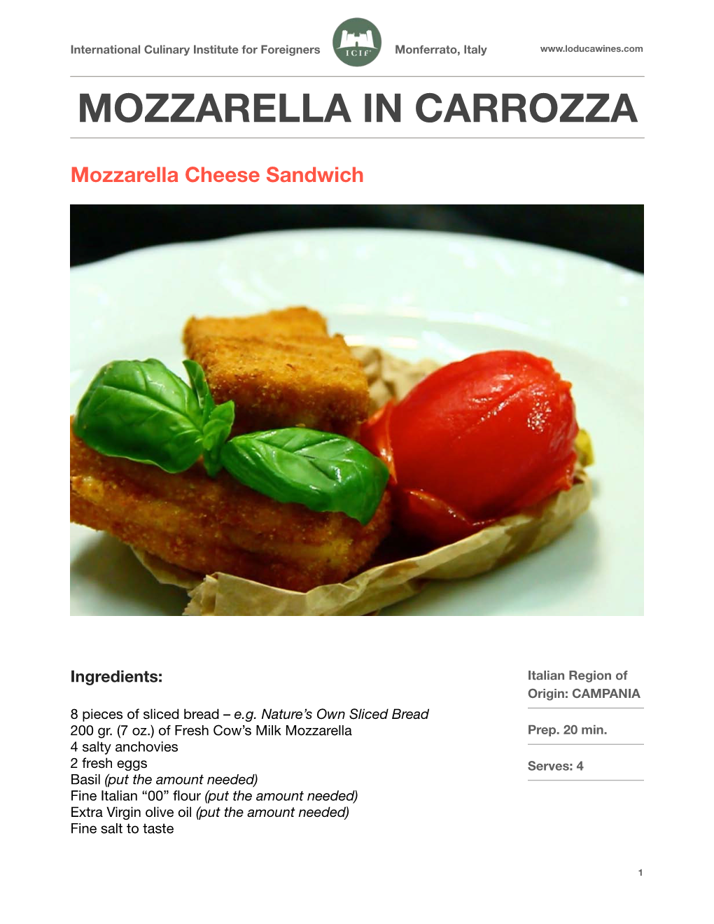 MOZZARELLA in CARROZZA (Mozzarella Cheese Sandwich)