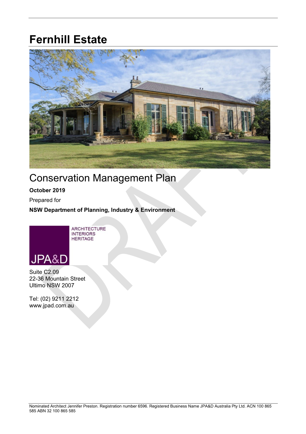 Fernhill Estate Conservation Management Plan Part 1 of 3