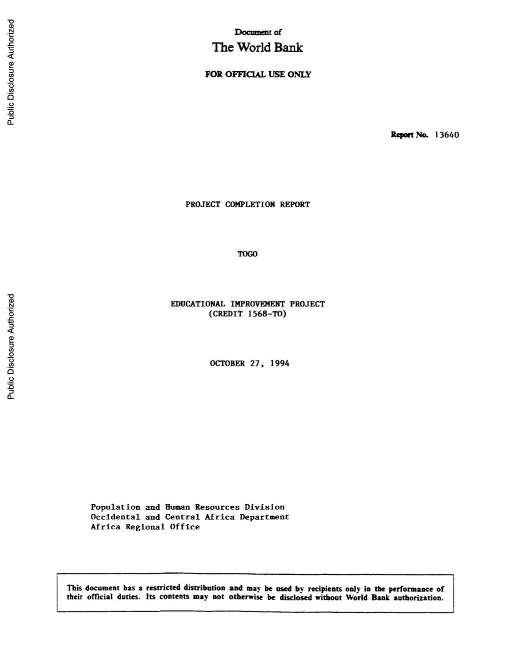 World Bank Document