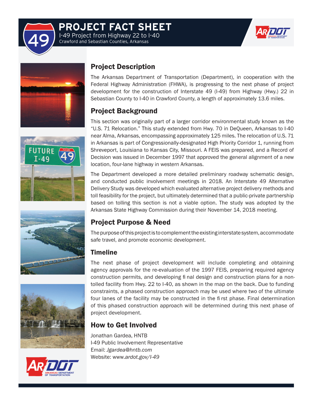 FACT SHEET I-49 Project from Highway 22 to I-40 Crawford and Sebastian Counties, Arkansas