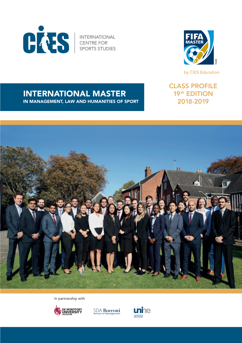 INTERNATIONAL MASTER 19 Th EDITION in MANAGEMENT, LAW and HUMANITIES of SPORT 2018-2019