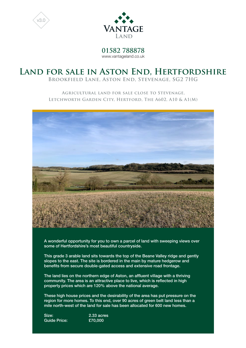 Land for Sale in Aston End, Hertfordshire Brookfield Lane, Aston End, Stevenage, SG2 7HG