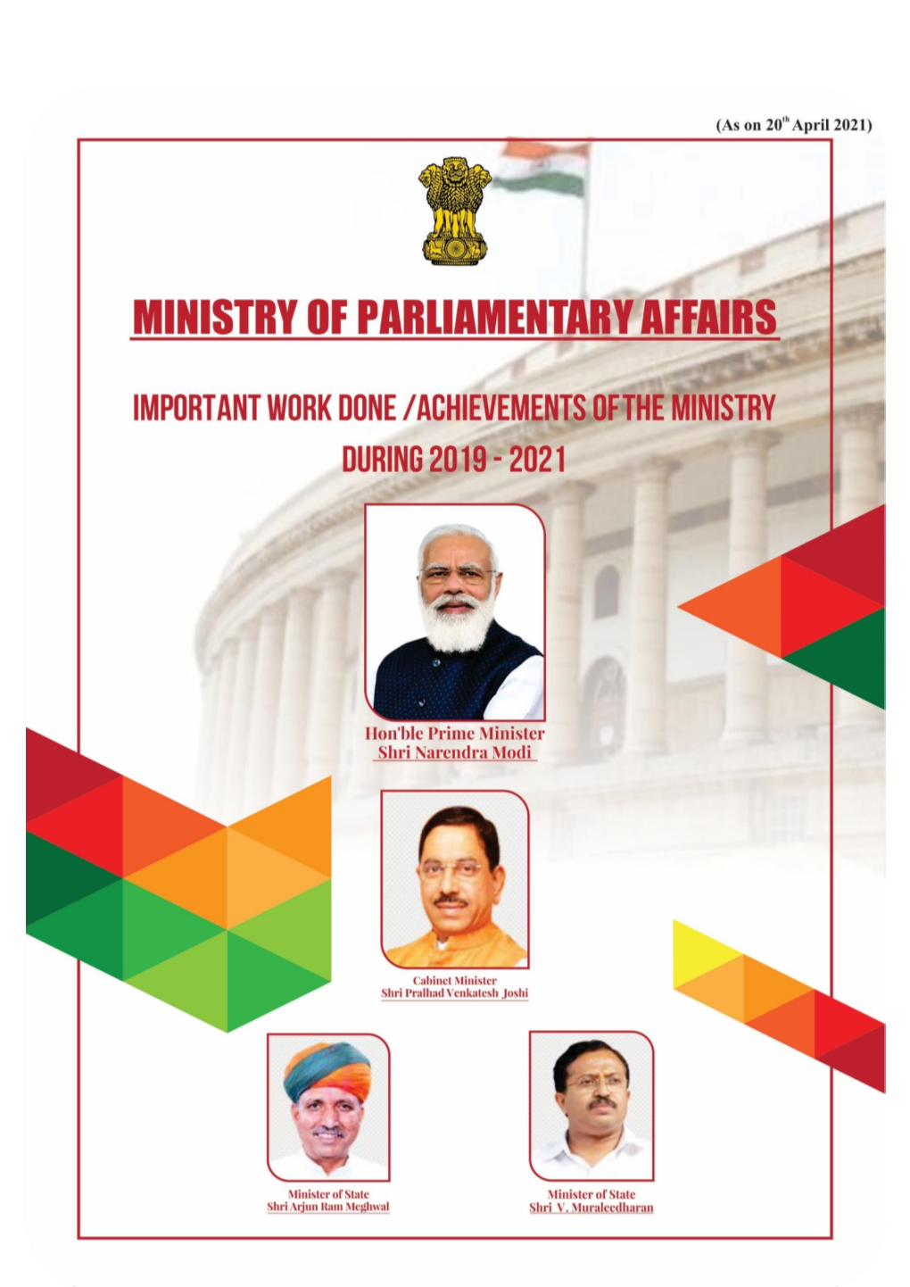 Important Work Done / Achievements of the Ministry During 2019-2021