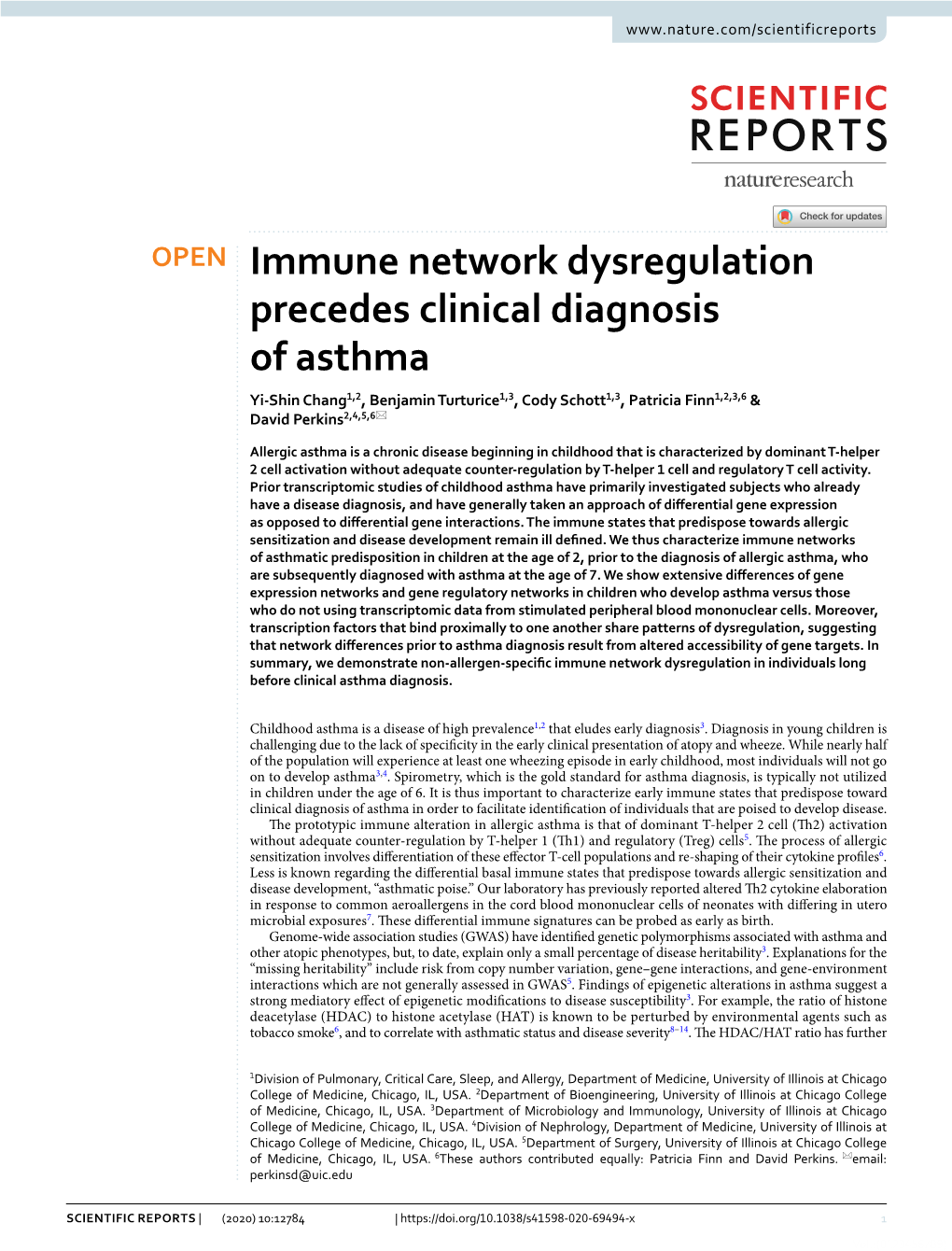 Immune Network Dysregulation Precedes Clinical Diagnosis of Asthma