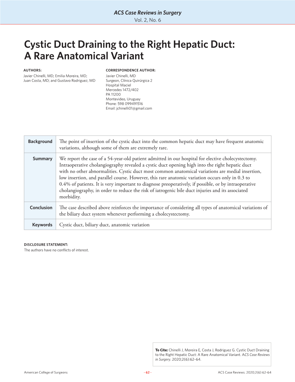 Cystic Duct Draining to the Right Hepatic Duct: a Rare Anatomical Variant