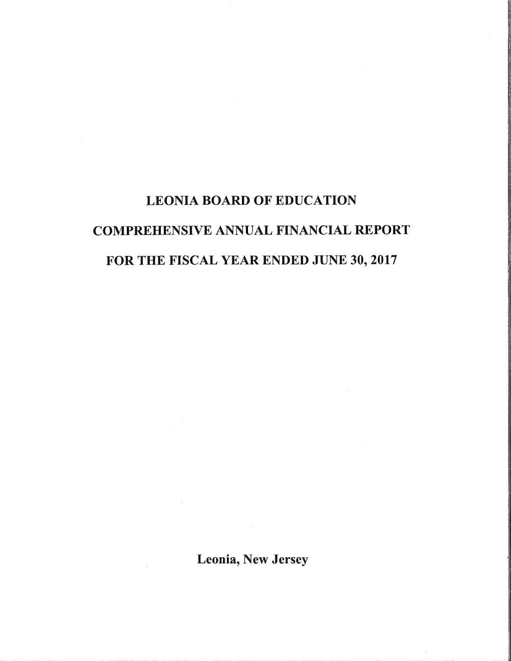 Leonia Board of Education Comprehensive Annual
