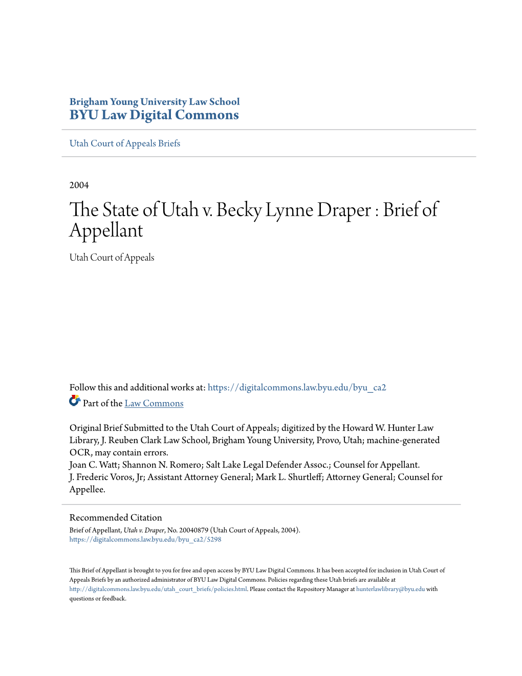 The State of Utah V. Becky Lynne Draper