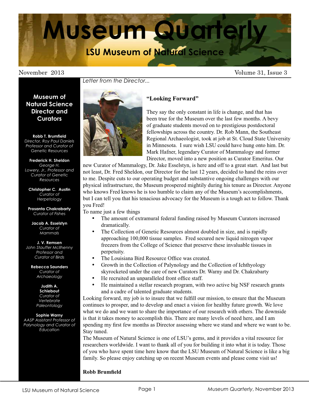 Museum Quarterly Newsletter October 2013