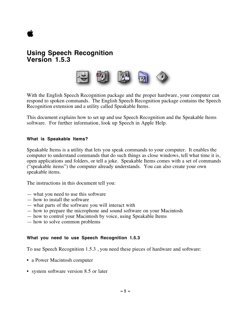 Using Speech Recognition Version 1.5.3