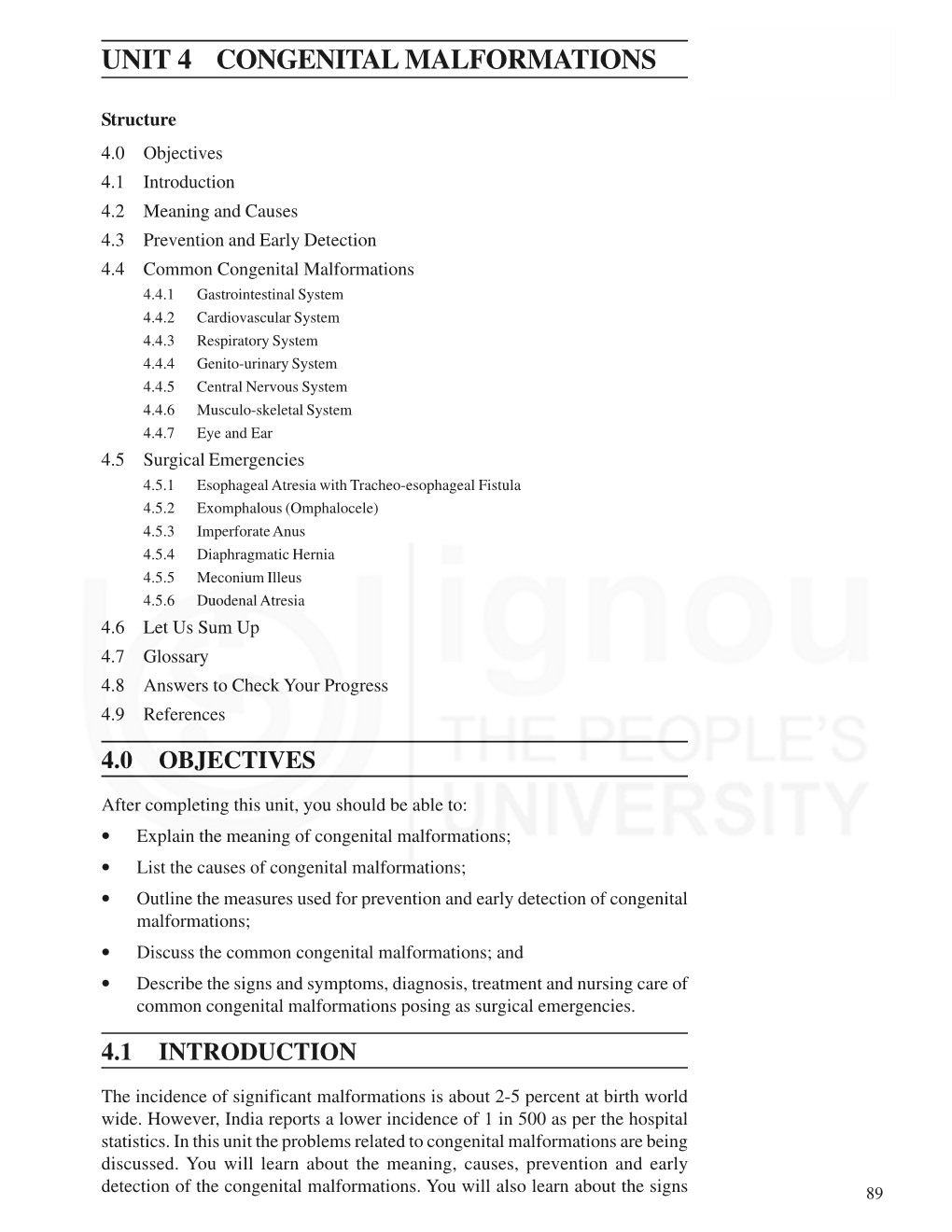 UNIT 4 CONGENITAL MALFORMATIONS Disorders