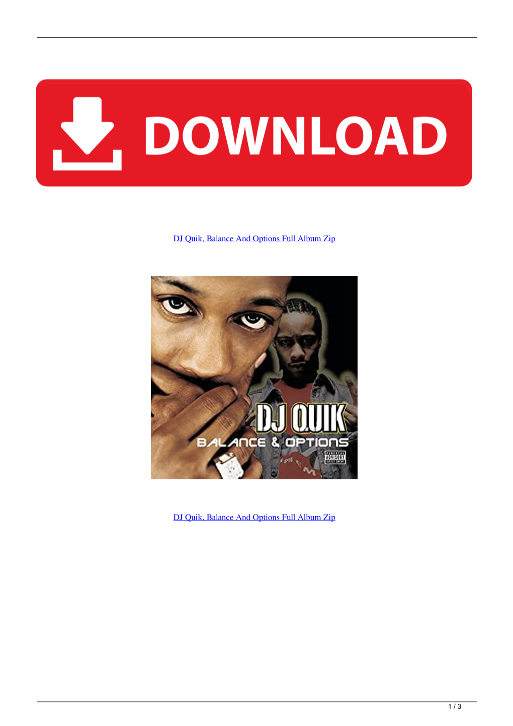 DJ Quik Balance and Options Full Album Zip