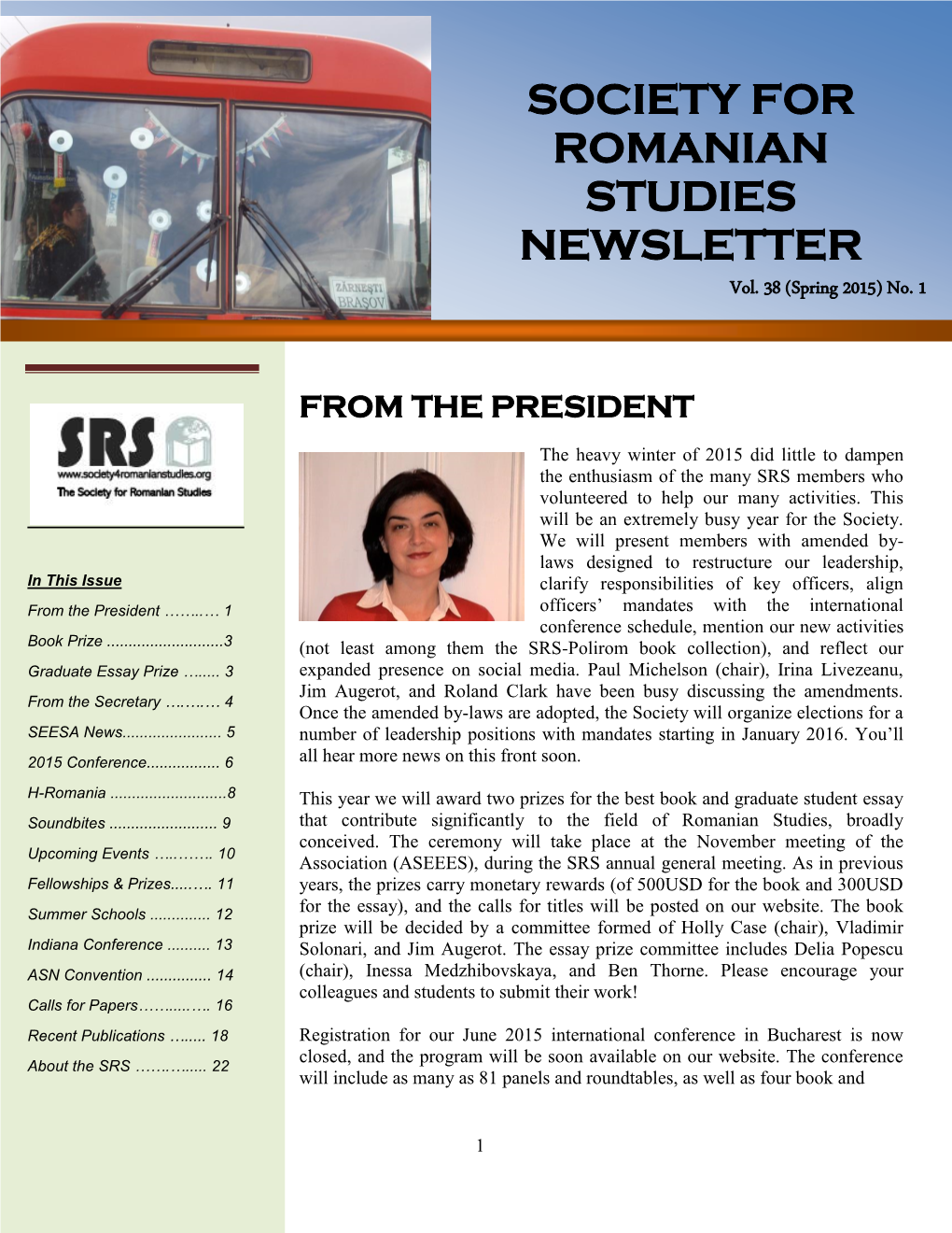 Society for Romanian Studies Newsletter