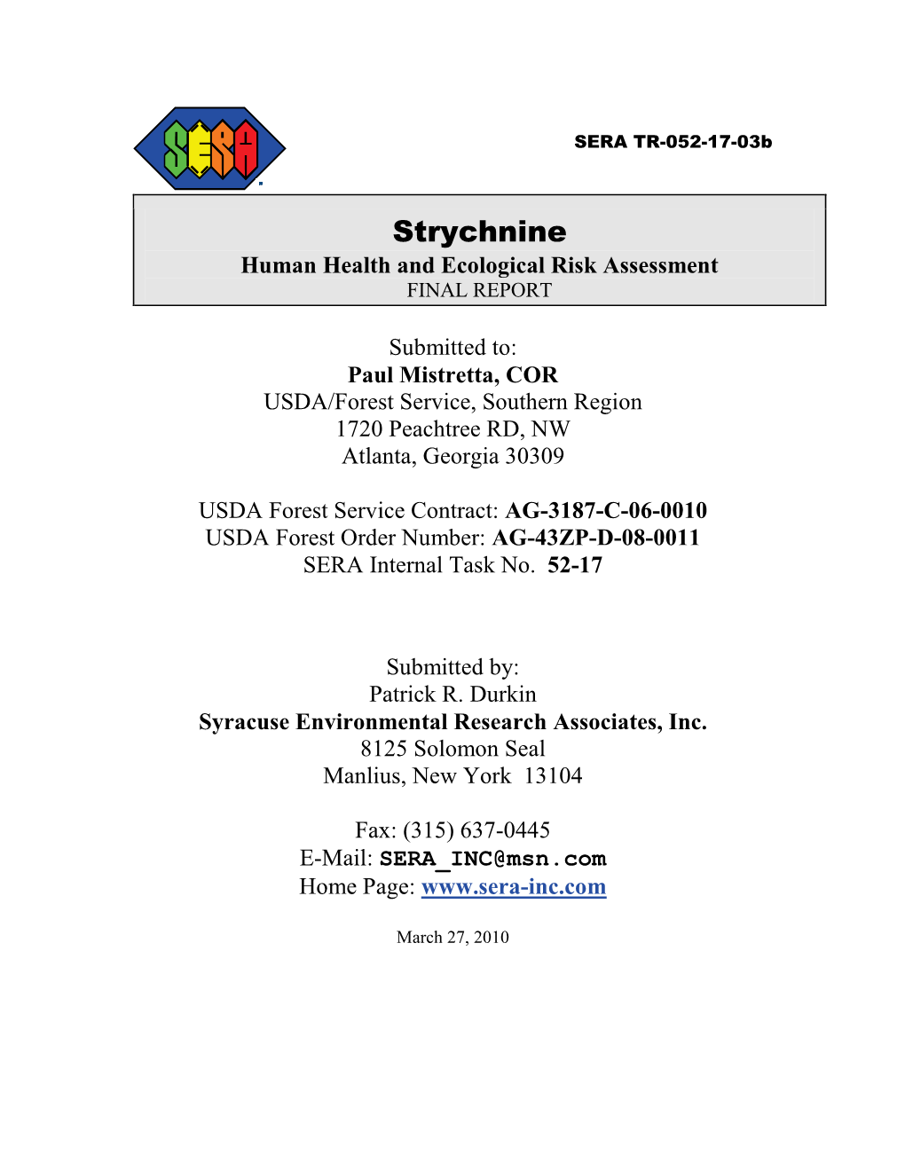 Strychnine Human Health and Ecological Risk Assessment FINAL REPORT