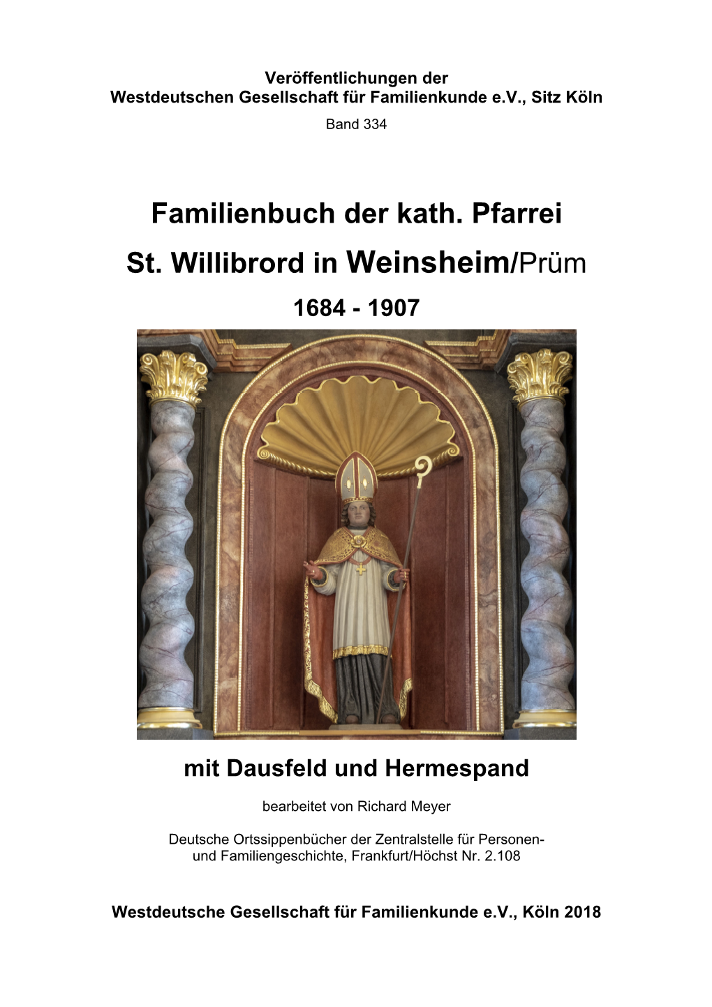 Familienbuch Der Pfarrei Weinsheim/Prüm