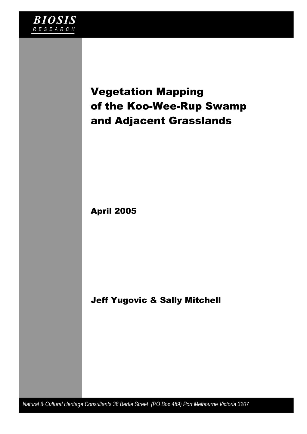 Vegetation Mapping of Koo-Wee-Rup Swamp Report