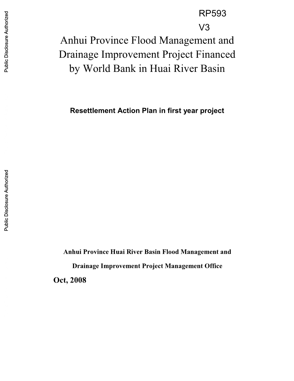 Implementation Timetable for Resettlement