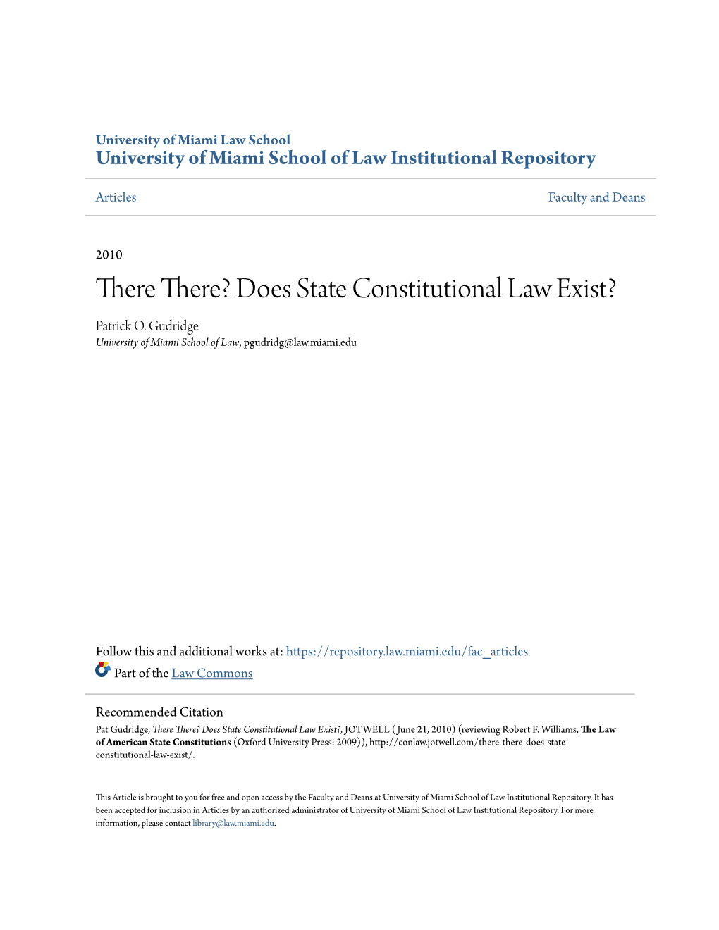 Does State Constitutional Law Exist? Patrick O