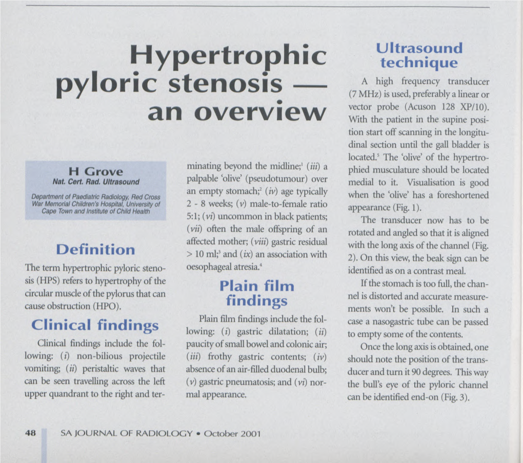 Hypertrophic Pyloric Stenosis