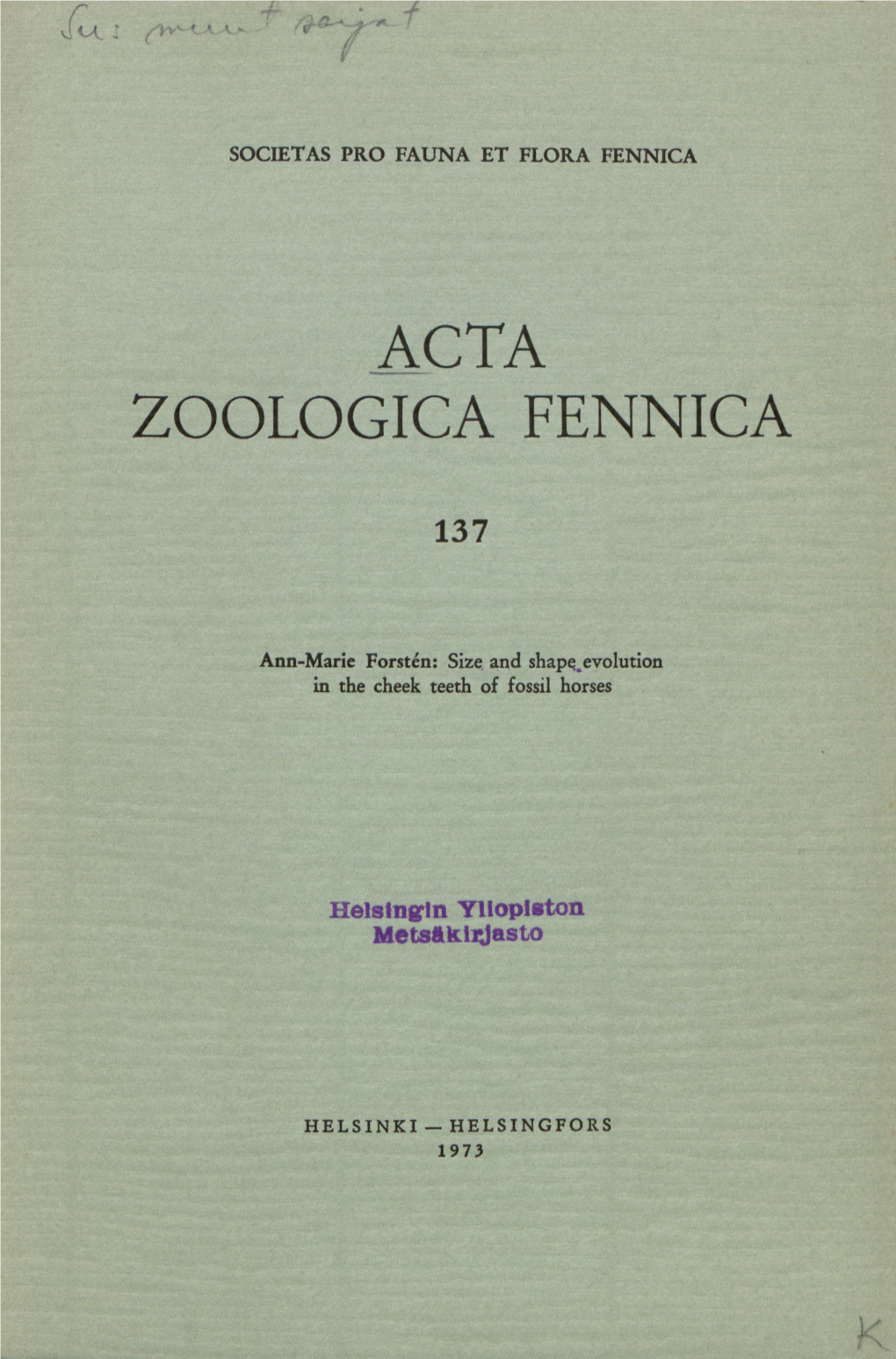 Acta Zoologica Fennica