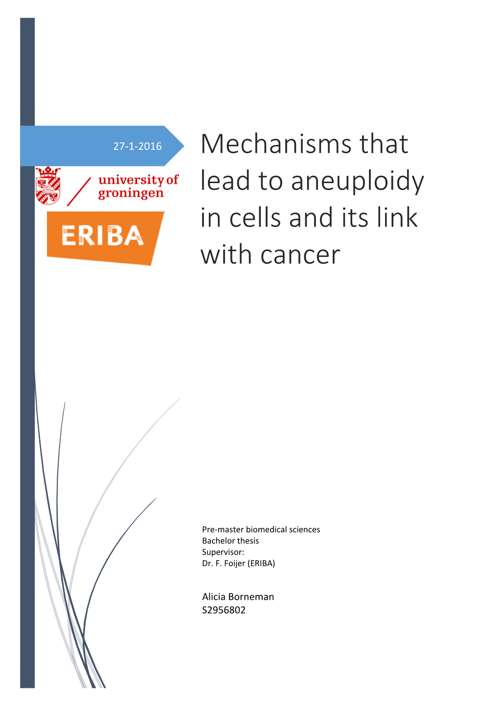 Mechanisms That Lead to Aneuploidy in Cells and Its Link with Cancer