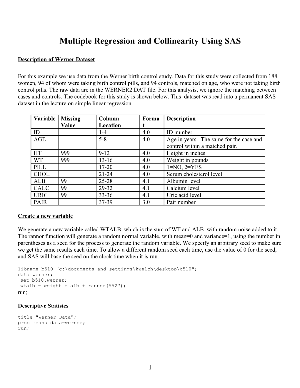 Multiple Regression and Collinearity