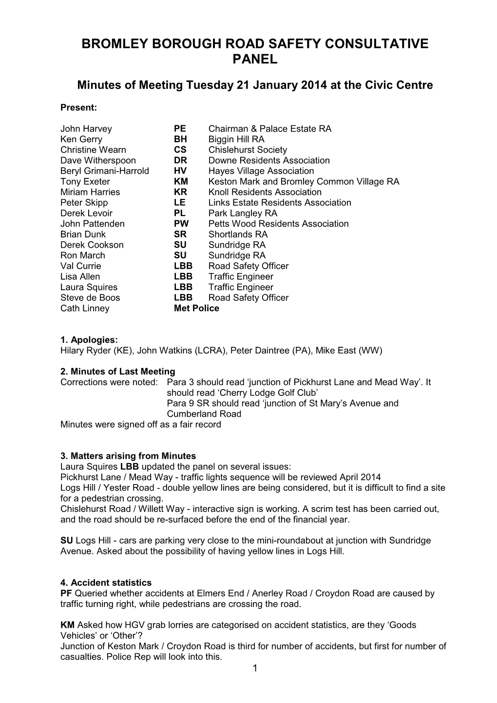 Bromley Borough Road Safety Consultative Panel