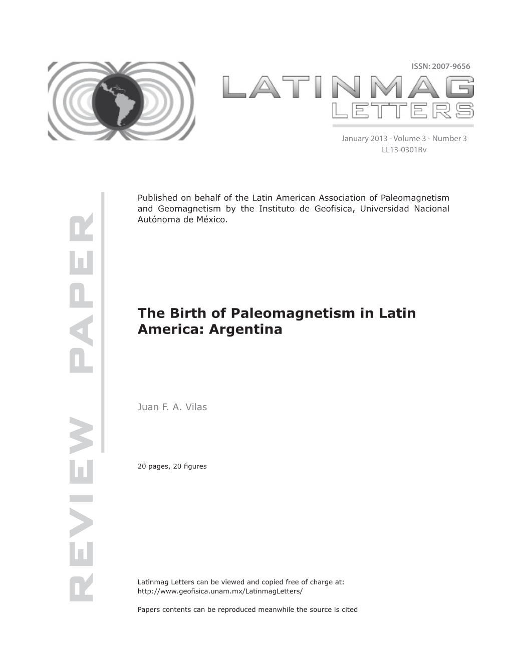 The Birth of Paleomagnetism in Latin America: Argentina