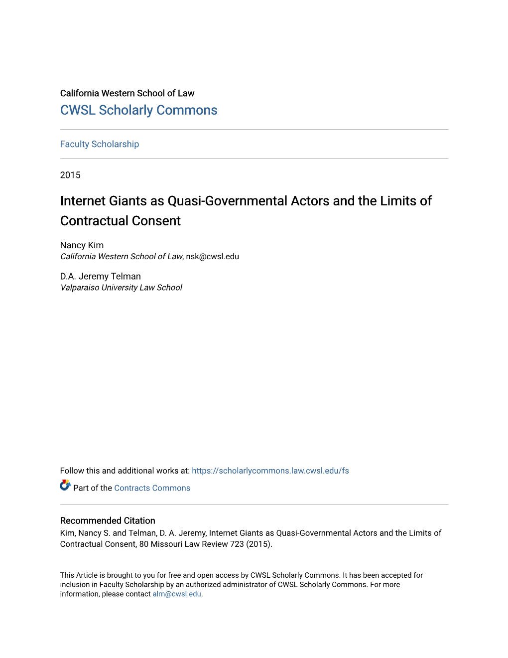 Internet Giants As Quasi-Governmental Actors and the Limits of Contractual Consent