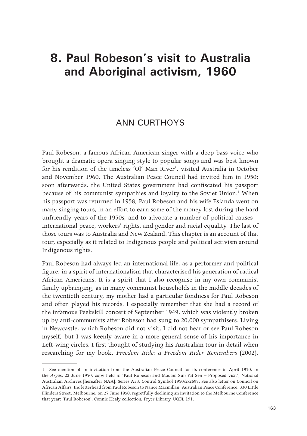 Paul Robeson's Visit to Australia and Aboriginal Activism, 1960