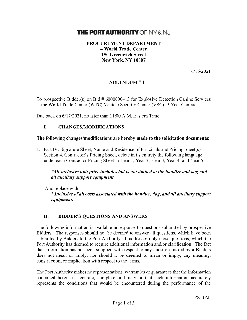 Ps11all Page 1 of 3 PROCUREMENT DEPARTMENT 4 World Trade