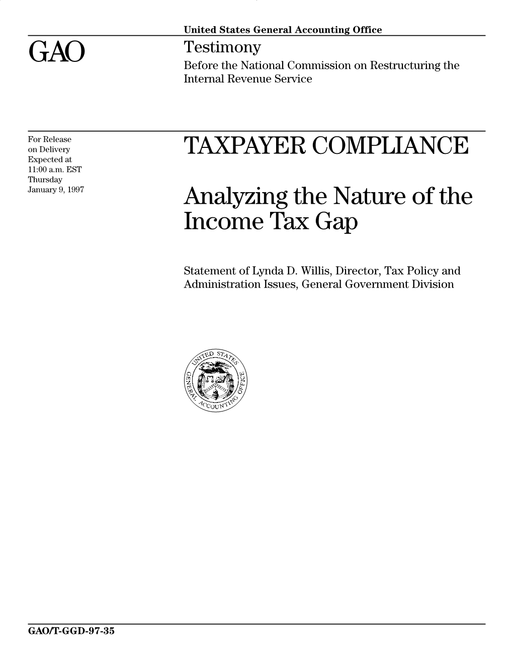 T-GGD-97-35 Taxpayer Compliance: Analyzing the Nature of the Income