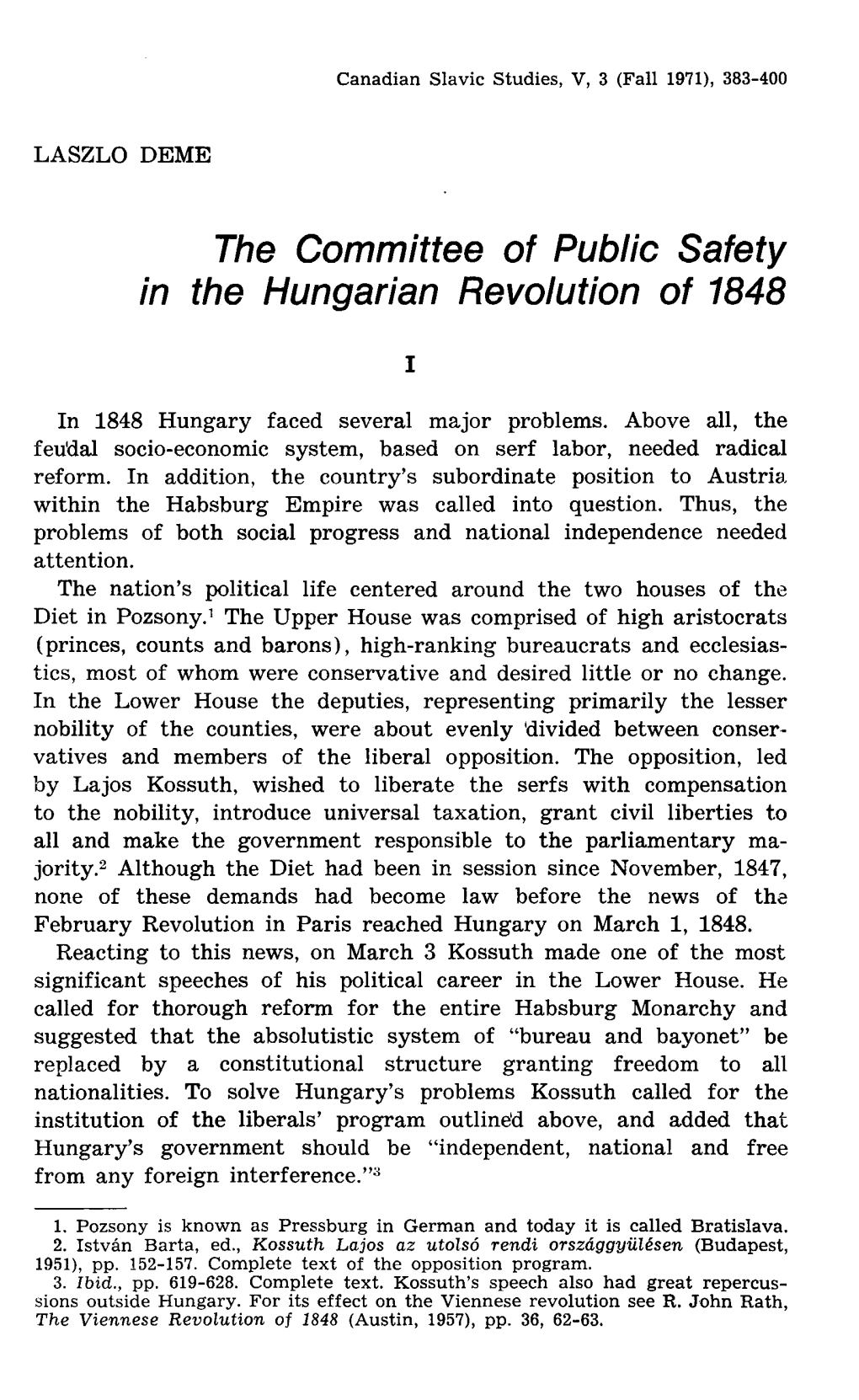 The Committee of Public Safety in the Hungarian Revolution of 1848