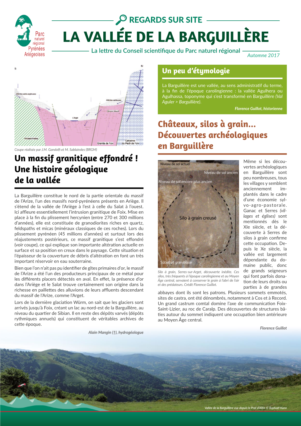 LA VALLÉE DE LA BARGUILLÈRE La Lettre Du Conseil Scientifique Du Parc Naturel Régional Automne 2017