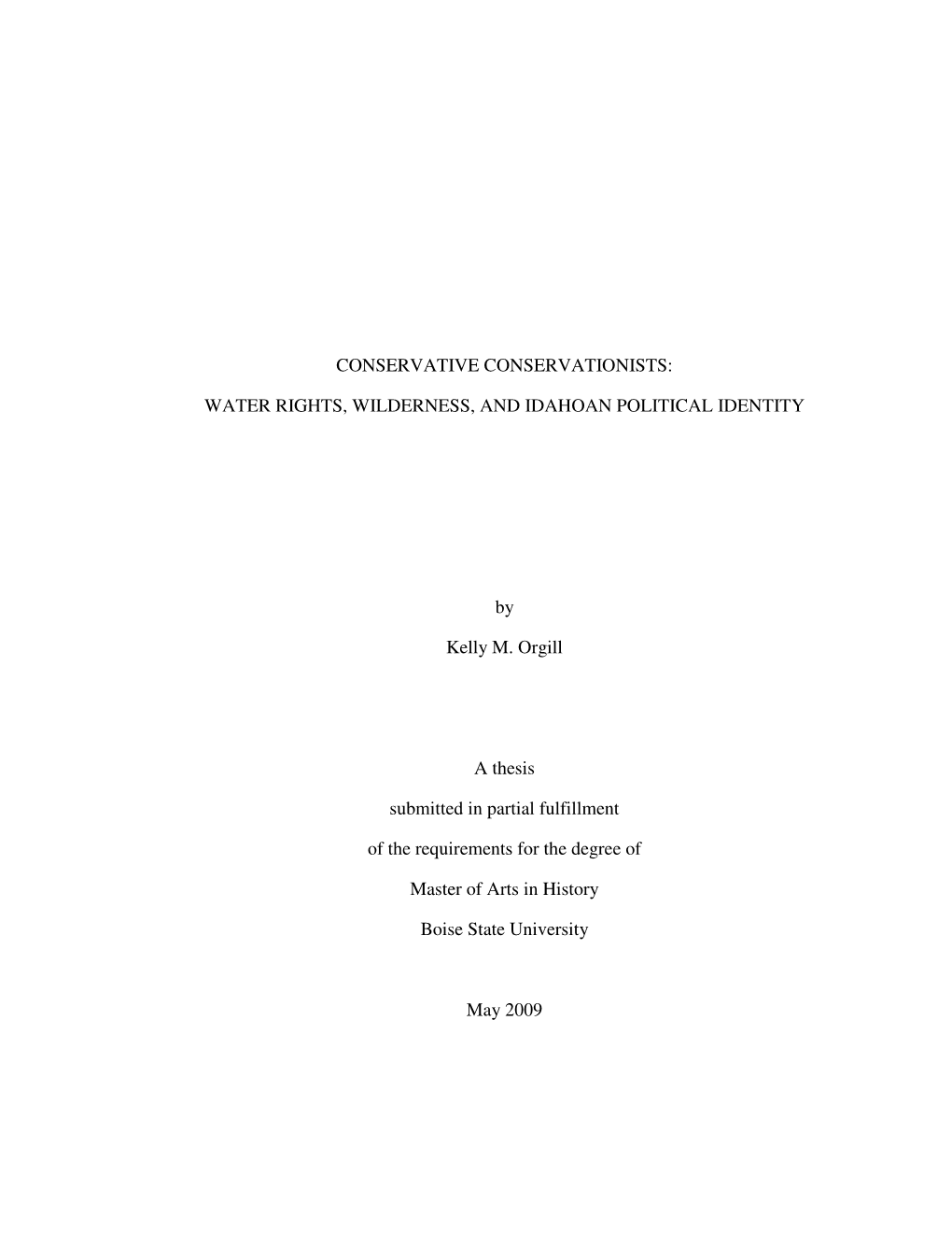 Water Rights, Wilderness, and Idahoan Political Identity