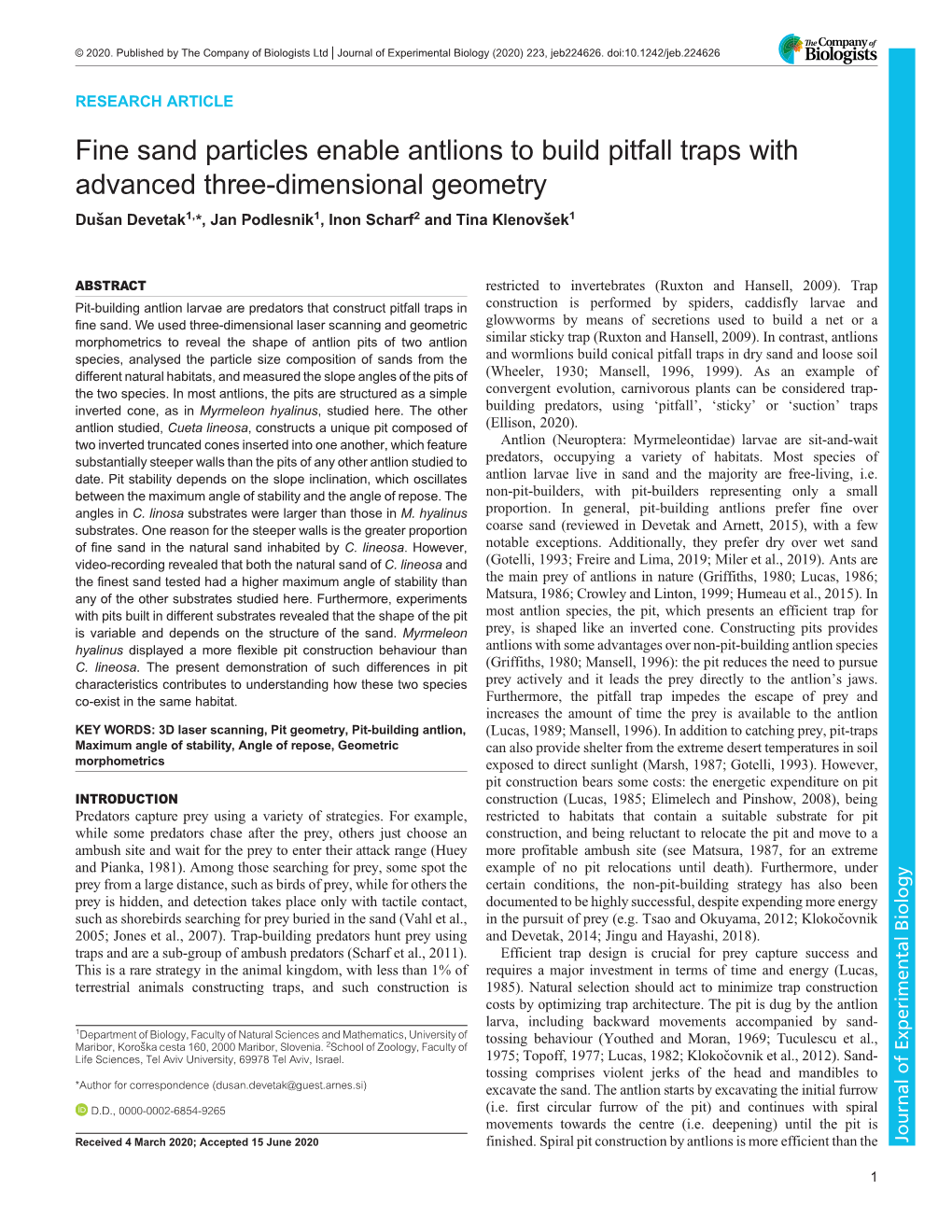 Fine Sand Particles Enable Antlions to Build Pitfall Traps with Advanced