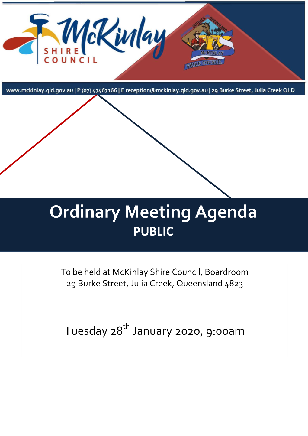 January 2020 Ordinary Council Meeting Agenda