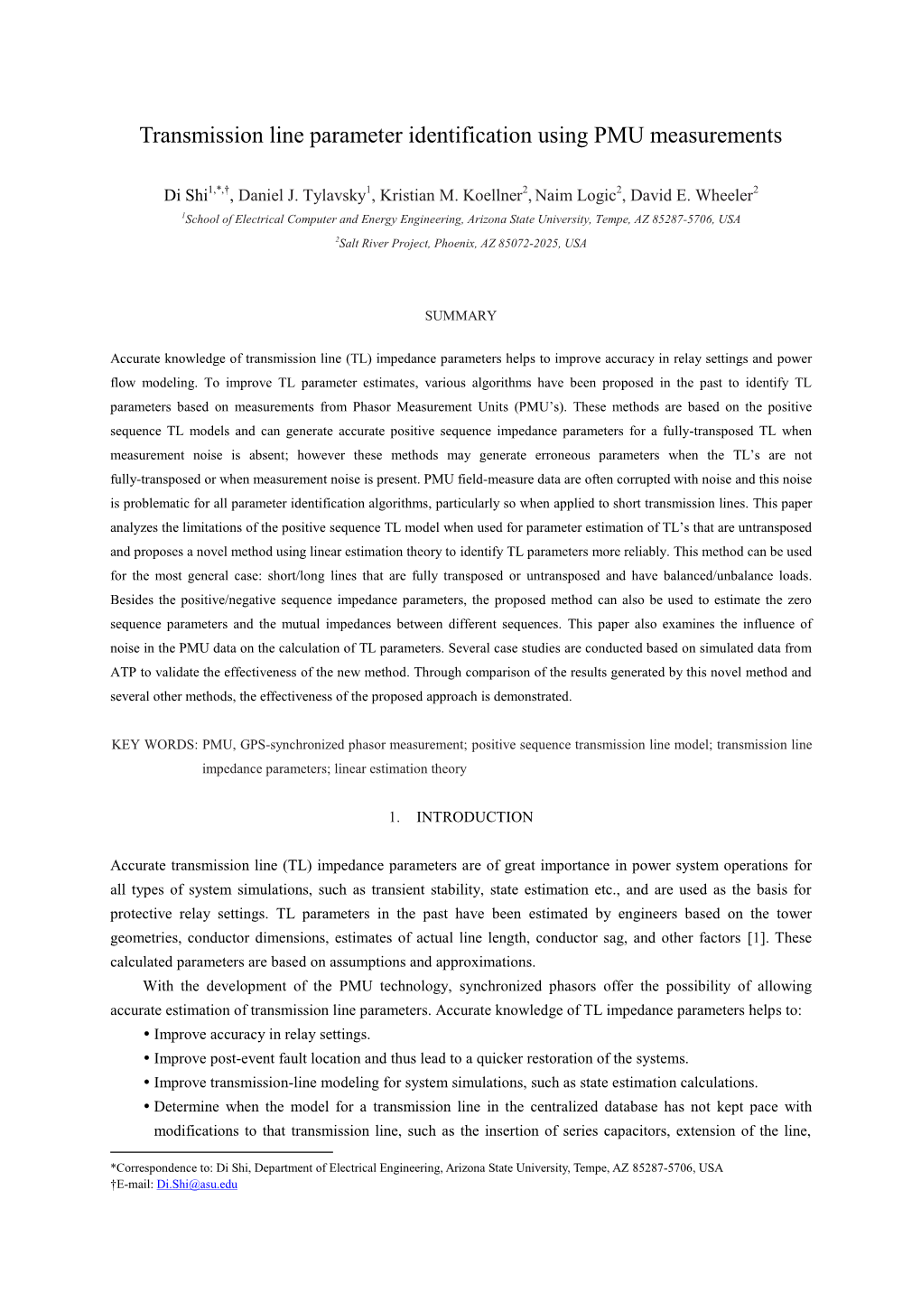 Transmission Line Parameter Identification Using PMU Measurements