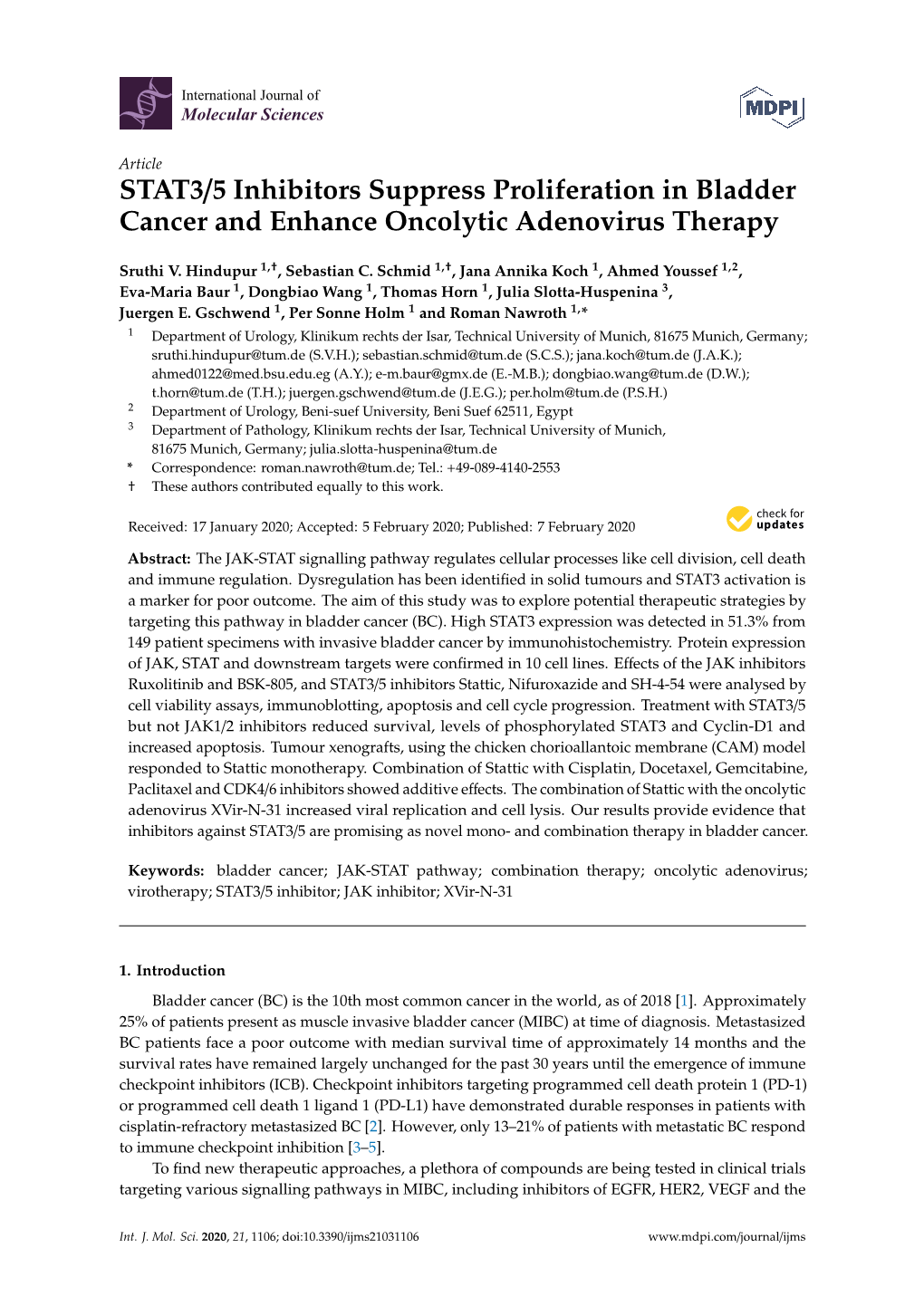 STAT3/5 Inhibitors Suppress Proliferation in Bladder Cancer and Enhance Oncolytic Adenovirus Therapy