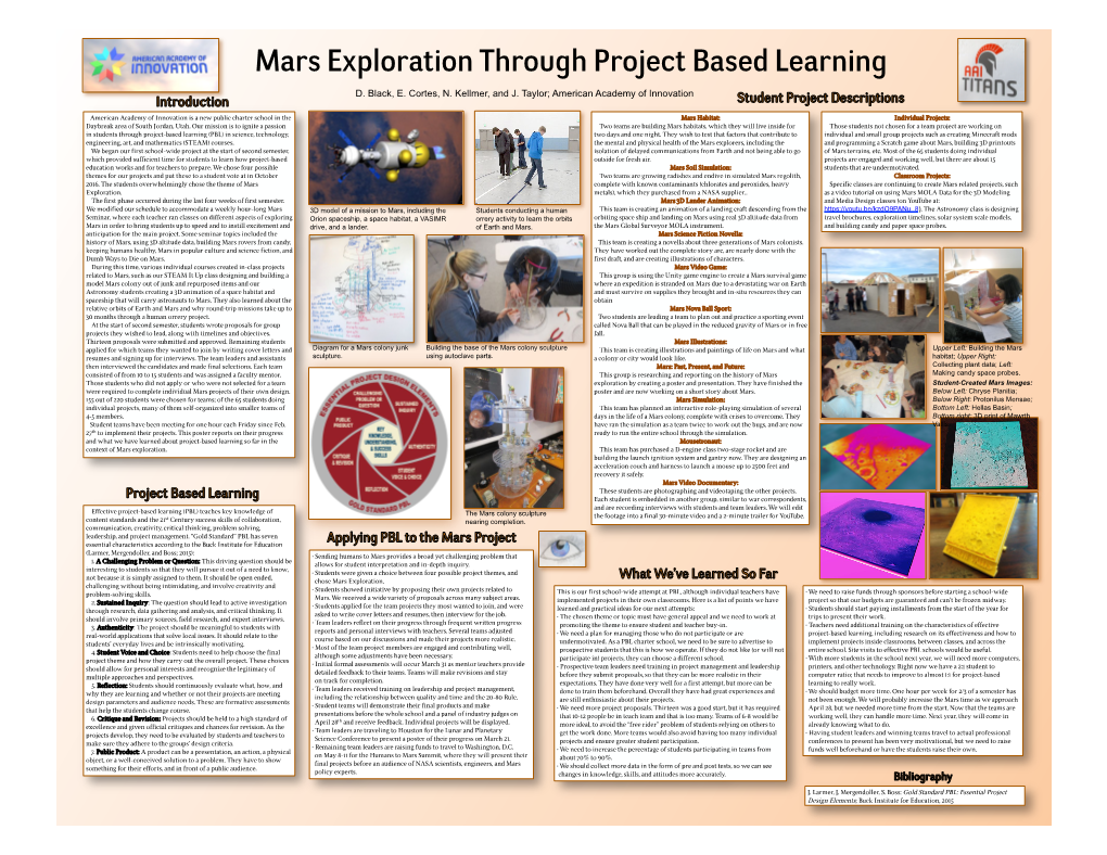 Mars Exploration Through Project Based Learning